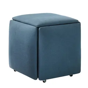 Multipurpose Smart Cube Stool Footrest Leather Ottoman with Wheels Transformable Unique Space Saver 5 Stools
