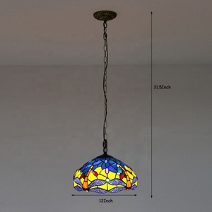 LongHuiJing Dragonfly Tiffany Style Stained Glass Warm White LED Hanging Lamps with Modern Simple Design - Product Image 3