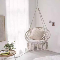 Hamac suspendu en macramé, supporte jusqu'à 330 lb, en corde de coton, convient pour une utilisation en intérieur et en extérieur
