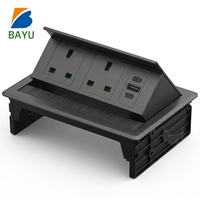 Multiprise escamotable encastrable pour bureau (Royaume-Uni) avec prise Type-G, câble USB Type-C et rallonge pour bureau, maison et table