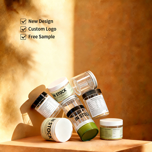 Pots cosmétiques transparents en PS/PET de 50 ml, 80 ml, 100 ml, 120 ml, 150 ml, 200 ml, 250 ml, 500 ml, 8 oz, pour crème et gommage corporel, avec couvercles noirs - Product Image 1