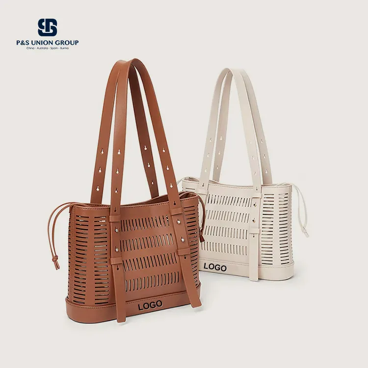 PU #PA0941 hollow out bag new style fashion ladies handbags classy leather handbags purses tote bag for ladies with string bag