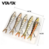5 dans 1 boîte haute qualité 8 segmenté swimbait leurre de pêche ensemble kits de pêche avec 3D yeux