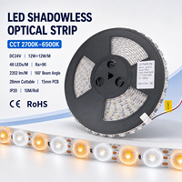 Bande lumineuse LED linéaire CCT réglable DC24V, large faisceau, bande LED SMD2835, 160 degrés, CRI élevé, éclairage sans ombre