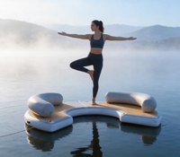 Canapé flottant gonflable en forme de C, fauteuil de relaxation aquatique gonflable, île flottante ronde pour la baignade, plateforme flottante gonflable