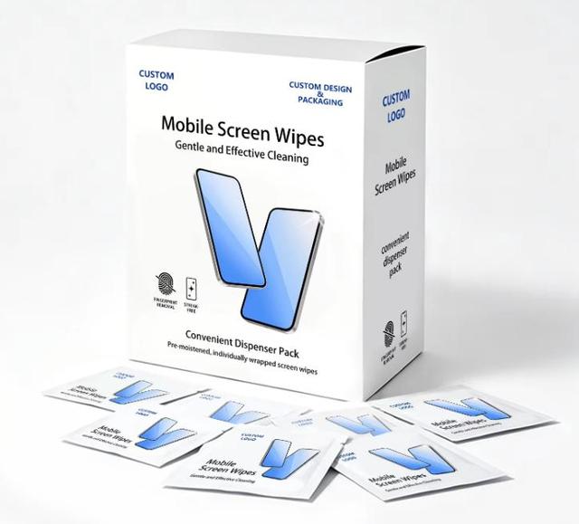 Mobile Screen Cleaning Wipes Individually Wrapped OEM Custom Logo Pre Moistened Streak Free for Phone Tablet Laptop Monitor