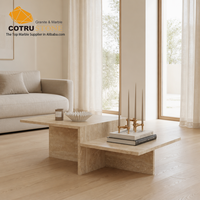 Table basse en travertin Cotrustone, pierre naturelle, finition mate, table centrale de luxe, meubles de salon