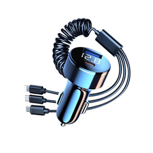 Car Charger <b>3</b> In 1 Fast Charging Digital Display USB QC3.0 12-24V For Phone - Product Image 1