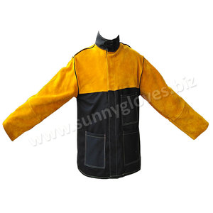 Chaqueta de soldadura de cuero de vaca resistente al fuego - Product Image 2