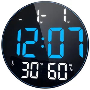 사용자 정의 벽시계 12 인치 전자 벽시계 원자  디지털 캘린더 장착 알람 시계 스누즈 원격 컨트롤러 발광