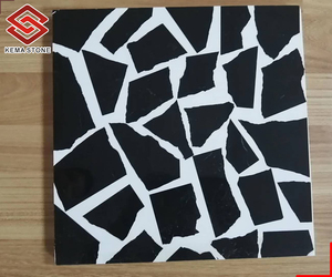 <span class=keywords><strong>Carreaux</strong></span> de mosaïque en terrazzo noir sur mesure, pièces cassées polies au design moderne pour cuisine, salle de bain, salle de douche, sol et mur - Product Image 2
