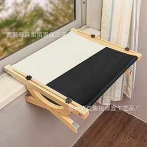 Perchoir pour chat en bois massif, cadre en bois solide, hamac réglable pour rebord de fenêtre, lit multifonctionnel pour chats de petite et moyenne taille - Product Image 1