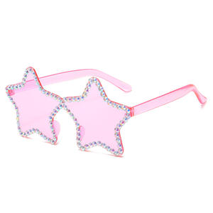 للبيع بالجملة نظارات شمسية بلون وردي وأرجواني خمس نجوم بدون إطار على شكل نجمة بالجملة مع بلينغ - Product Image 4