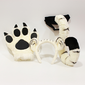 Phổ Biến Đồ Chơi Sang Trọng Trắng Đuôi Hổ, Móng Vuốt, Kẹp Tóc <span class=keywords><strong>Plush</strong></span> Thú Nhồi Bông - Product Image 2