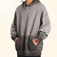 Streetwear de haute qualité personnalisé polaire vierge Vintage lavage à l'acide soleil fané poches en détresse sweats à capuche et sweat-shirts pour hommes