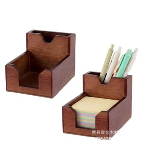 Porte-mémos en bois, organisateur de stylos de bureau avec rangement pour notes autocollantes, pour la maison, le bureau et l'école - Product Image 1