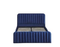 Vente en gros de lits superposés nordiques modernes en tissu King Queen, meubles de maison, cadre en bois, lits rembourrés