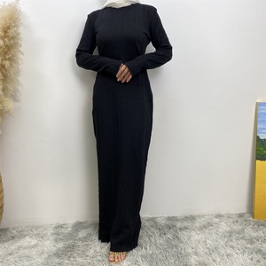 6435-1# New Winter <b>Dress</b> Sweater Material Slim Sleeves Fashionable Warm Muslim Women Classy Long <b>Dress</b> - Product Image 4