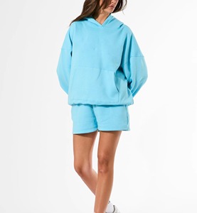 High Quality Women Hoodie Short <b>Sets</b> 100%Cotton Lightweight Breathable Quick Dry Customized Colors For Sale New <b>Set</b> - Product Image 1