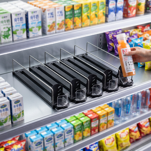 <b>Black</b> Finish Metal Bottle Pusher for Professional Store <b>Shelf</b> Management - Product Image 1