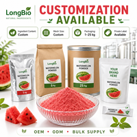 Poudre de pastèque naturelle LongBio en vrac, lyophilisée, qualité alimentaire pour boissons, smoothies, bonbons, pâtisseries, fournisseur OEM