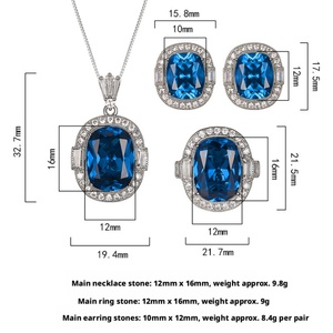 High Quality Eco-friendly Copper Party Jewelry <b>Set</b> 12*16-10*12mm Blue Cubic Zirconia Square Stylish Banquet Shiny Jewelry <b>Set</b> - Product Image 2