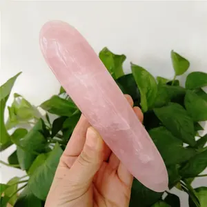 14-16cm Big Size Natural Rose Crystal Wand Chakras Quartz Gemstone Wand Massage Reiki Healing Energy Stones Gifts Home Decor