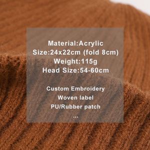 Bonnet en acrylique tricoté côtelé épais et chaud pour l'hiver, grande taille, avec étiquette tissée, en laine, personnalisable avec logo - Product Image 2
