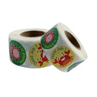 Rouleau d'autocollants récompense pour enfants, motifs requin, cochon, crabe, colorés, écologiques, autocollants décoratifs de motivation