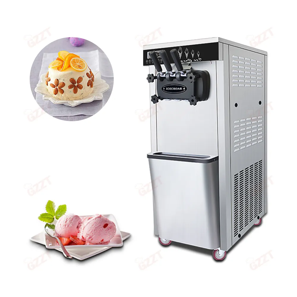 스테인레스 스틸 헤비 듀티 18-22L/H 자동 아이스크림 만들기 기계 사전 냉각 시스템 에어 펌프 소프트 아이스크림 기계
