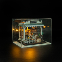 Prix de gros Nouveau produit M2506 Maison de poupée en bois style café, kit de maison de poupée miniature de style européen avec housse anti-poussière