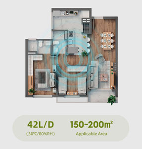 Deh60 42L phê duyệt có thể điều chỉnh humidistat Trần gắn máy hút ẩm với thông gió không khí trong lành - Product Image 2