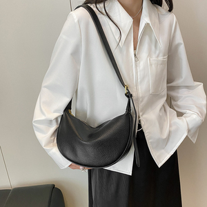 Minimalist Lychee Leather Half-moon Hobo Bag for Women Elegant Adjustable <strong>Strap</strong> <strong>Shoulder</strong> Purse Fashion Lady DailyCommuteWork Bag - Product Image 4