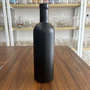 Botella de vidrio para Oliver Oil Gin Rum Tequila Whisky Brandy Botella de vodka <span class=keywords><strong>azul</strong></span> esmerilado personalizada con corcho y película retráctil - Product Image 3