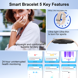건강 밴드 스크린리스 ATM 방수 피트니스 트래커 심박수 트래커 호출 실리콘 스마트 팔찌 - Product Image 6