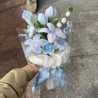Paket buket buatan tangan DIY mawar kuning biru baru 2025 baru untuk hadiah Hari Valentine