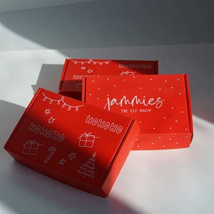 Caja de Cartón Corrugado Roja Personalizada para Navidad, con Diseño Festivo, Impresión Exterior, Mensaje de Felicitación, Cajas de Regalo de Papel para la Temporada Navideña - Product Image 2