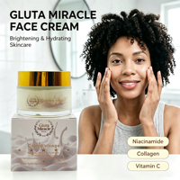 Crème Visage Éclaircissante et Hydratante Gluta Miracle au Niacinamide, Collagène et Vitamine C pour Femmes – Soin Anti-Taches Brunes