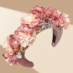 عصابة رأس جديدة حلوة للفتيات الصغيرات مخصصة بزهور وردية، إكسسوارات شعر للأطفال، زينة رأس يدوية الصنع - Product Image 3