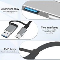 Hub Desktop Multifungsi 4-in-1, Splitter Dual Head USB3.0, Adaptor Type-C, Docking Station untuk Laptop & Ponsel PC