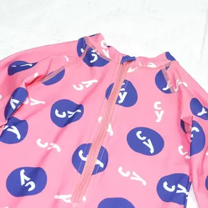 Printed Long Sleeve Children Swimwear 1 Piece Zipper Baby Girl Clothes Rompers Swimwear