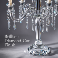 Support de bougie en cristal avec pendentifs en cristal en forme de goutte d'eau, porte-bougie en cristal transparent, décoration de centre de table de mariage