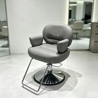 Chaise de barbier hydraulique à base chromée avec repose-pieds en boucle, pivotante à 360°, pour salon de coiffure et équipement de beauté
