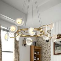 Lustre suspendu en céramique et laiton de style campagnard avec hauteur réglable, finition dorée, protection des yeux, pour salon