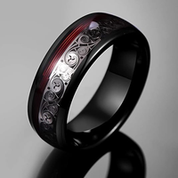 Bague en tungstène noir Tizti 8 mm pour homme avec incrustation spirale celtique rouge en forme de corde de guitare, alliance personnalisée pour homme, ajustement confortable
