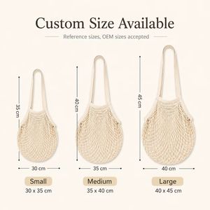 Sac de courses en coton personnalisé, réutilisable, écologique, en filet pour produits frais, vente en gros - Product Image 2