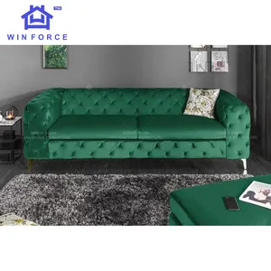 Latest Designs Modern Nordic Style Button Tufted Sofa Luxury Living Room Furniture Luxury Chesterfield Sofa Set With Metal Legs