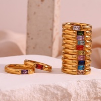 Ensemble de bagues Dreamshow avec pierres de naissance colorées, zircon carré AAA, bijoux pour femmes, plaqué or 18 carats, acier inoxydable