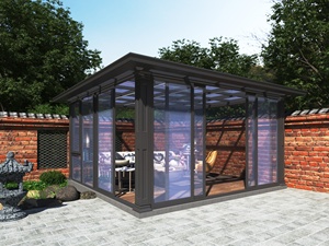 غرفة شمسية مسبقة الصنع من الألومنيوم والزجاج، كبيرة الحجم، بتصميم شرفة وشرفة شمسية وشرفة زجاجية، مع غطاء شرفة مغلق وتصميم حديقة، للاستخدام كشرفة أو غرفة شمسية أو غرفة زجاجية. - Product Image 6