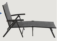 Chaise longue de patio réglable de haute qualité, design multi-positions, textile respirant durable, chaise inclinable pliable pour l'extérieur
